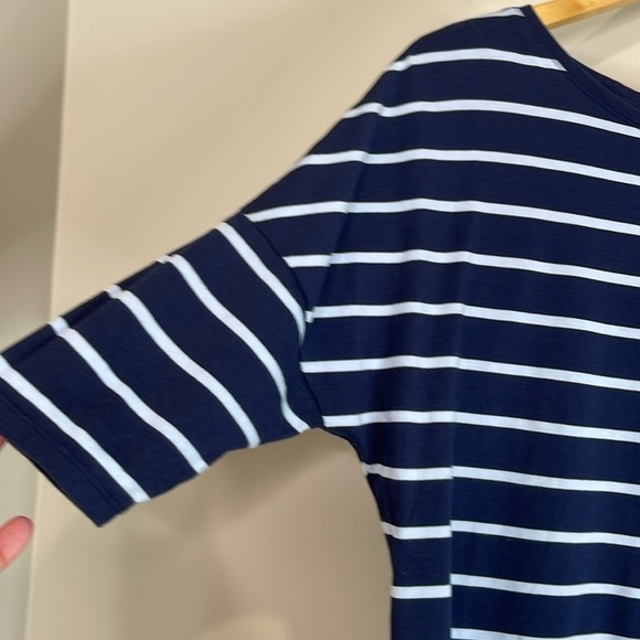 Jacob Striped Boxy Dolmen Short Sleeve Tee Navy and Baby Blue Sailor Nautical M - Picture 4 of 11